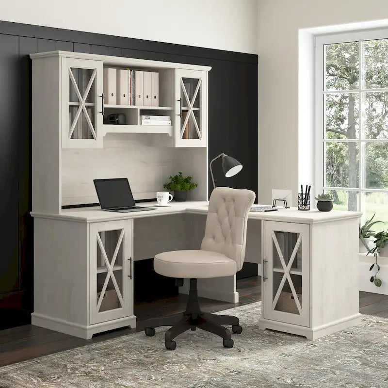 Bureau de style rustique Lennox 60W avec armoire de rangement