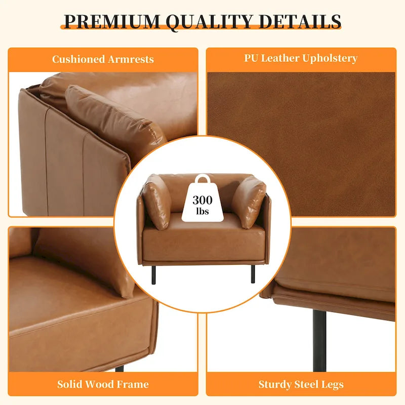Fauteuil de salon en similicuir Daphne