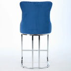 25 tabourets de bar modernes avec dossier capitonné, bordure cloutée et pieds en métal chromé, pour salle à manger, salon et chambre