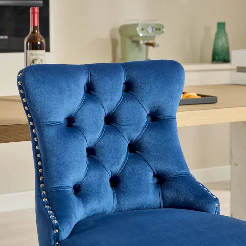 25 tabourets de bar modernes avec dossier capitonné, bordure cloutée et pieds en métal chromé, pour salle à manger, salon et chambre