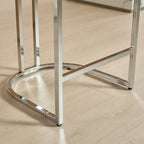 25 tabourets de bar modernes avec dossier capitonné, bordure cloutée et pieds en métal chromé, pour salle à manger, salon et chambre