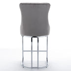 25 tabourets de bar modernes avec dossier capitonné, bordure cloutée et pieds en métal chromé, pour salle à manger, salon et chambre