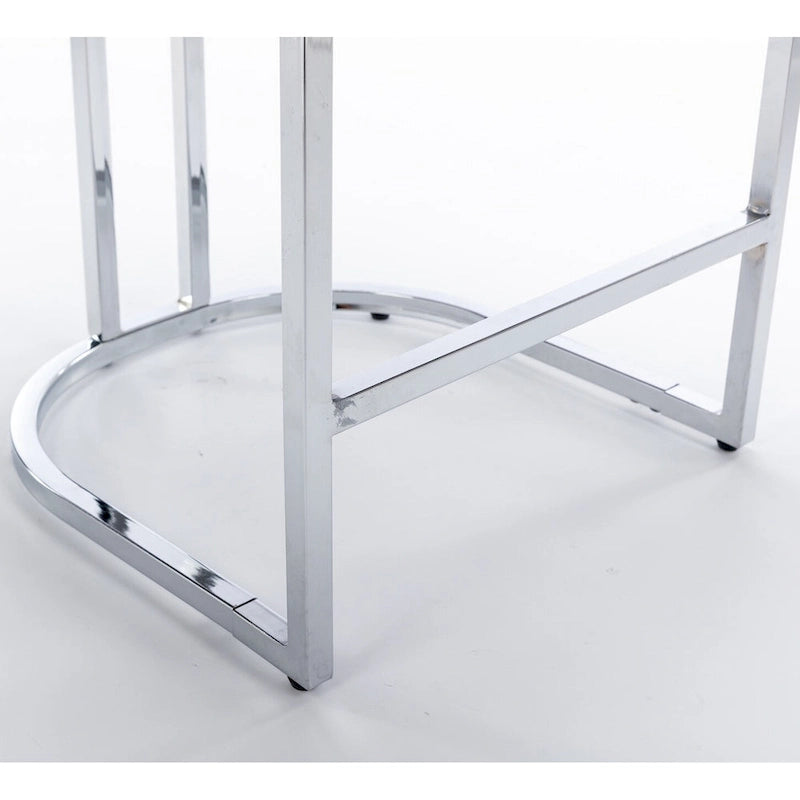 25 tabourets de bar modernes avec dossier capitonné, bordure cloutée et pieds en métal chromé, pour salle à manger, salon et chambre