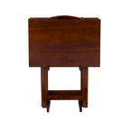 Tablettes de service pliantes 5 pièces avec support – 26,25 po – Brun noisette
