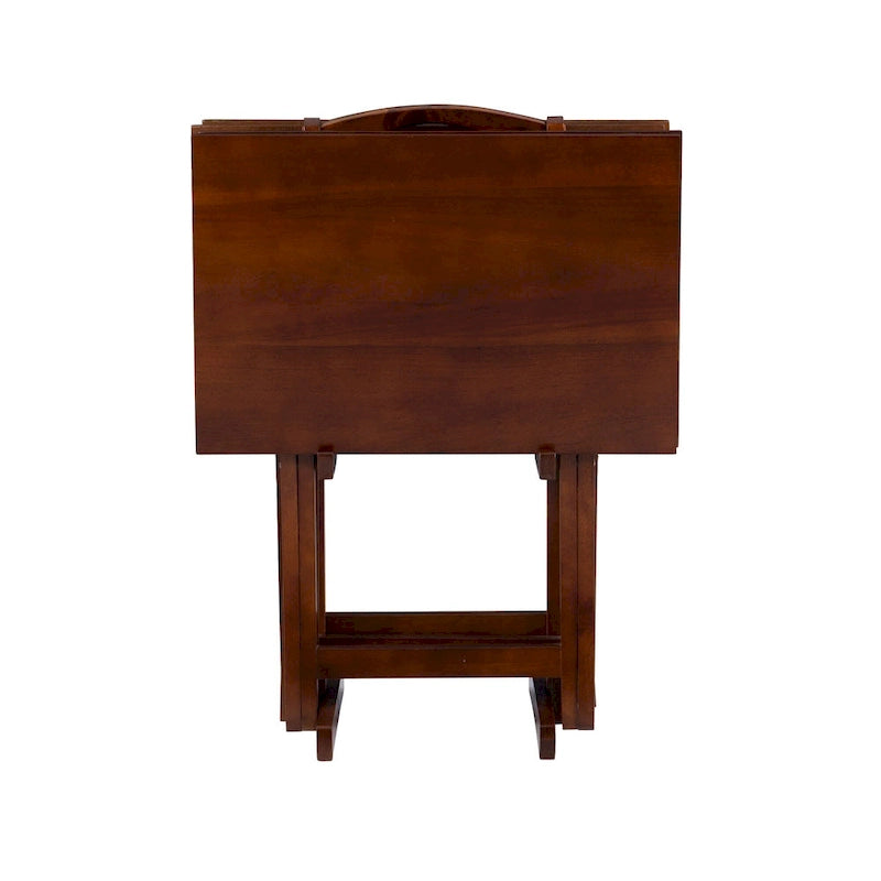 Tablettes de service pliantes 5 pièces avec support – 26,25 po – Brun noisette