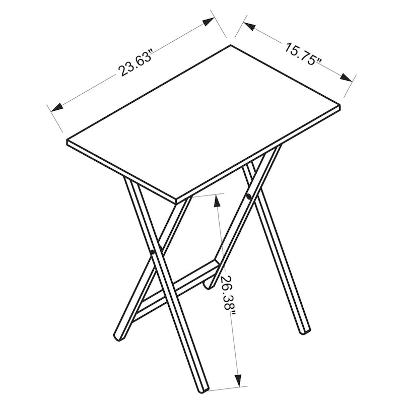 Tablettes de service pliantes 5 pièces avec support – 26,25 po – Brun noisette
