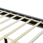 Lit plateforme capitonné Queen Size avec tête de lit capitonnée à points de traction