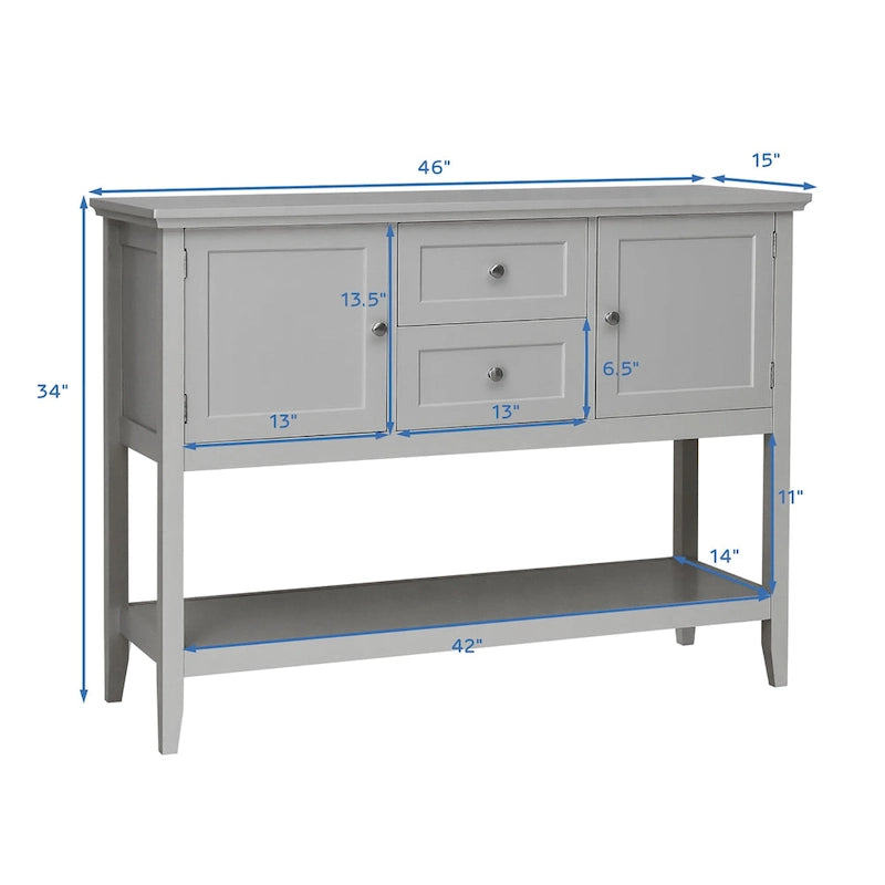 Table console en bois avec tiroirs, buffet de salle à manger