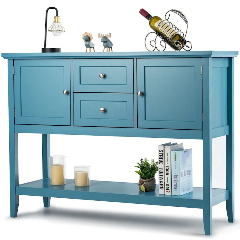 Table console en bois avec tiroirs, buffet de salle à manger