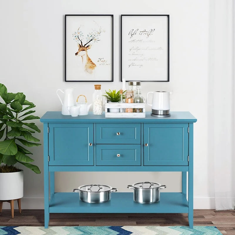 Table console en bois avec tiroirs, buffet de salle à manger