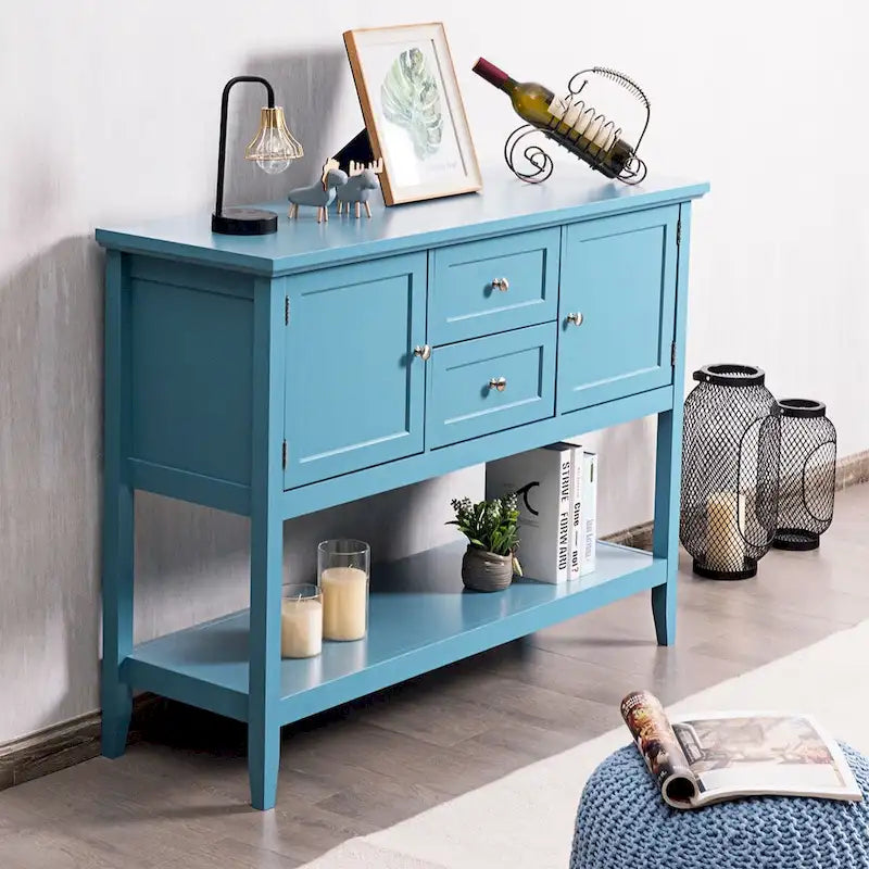 Table console en bois avec tiroirs, buffet de salle à manger