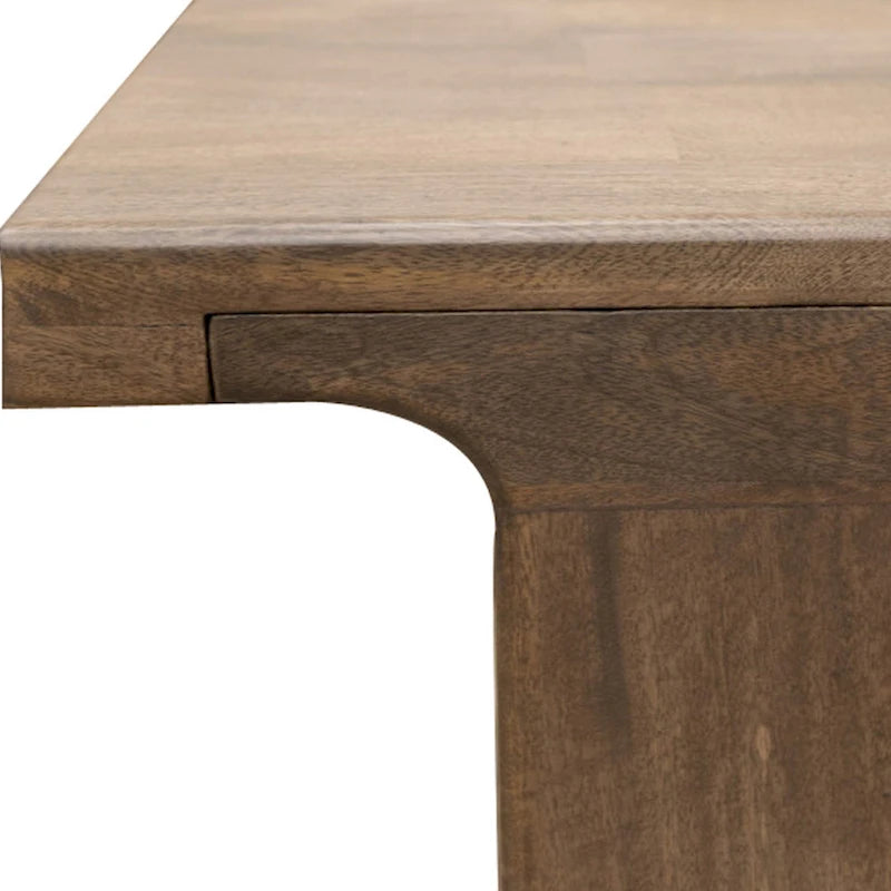 Table de salle à manger Okai, plateau rectangulaire de 221 cm, en manguier massif brun rustique