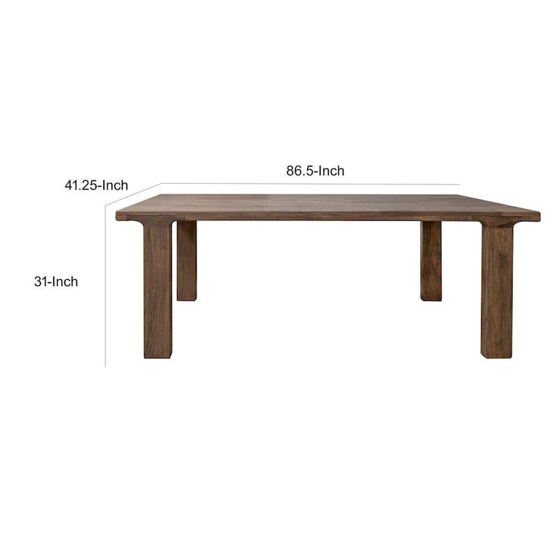 Table de salle à manger Okai, plateau rectangulaire de 221 cm, en manguier massif brun rustique