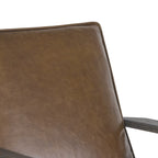 Fauteuil d'appoint Amber, Bois de manguier à lattes fabriqué à la main, Coussins en cuir de buffle, Pieds inclinés