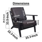 Fauteuil d'appoint Amber, Bois de manguier à lattes fabriqué à la main, Coussins en cuir de buffle, Pieds inclinés