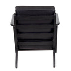 Fauteuil d'appoint Amber, Bois de manguier à lattes fabriqué à la main, Coussins en cuir de buffle, Pieds inclinés