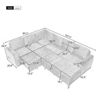 Canapé d'angle en U convertible Roomfitters avec méridienne de rangement et chargeurs intégrés pour salon