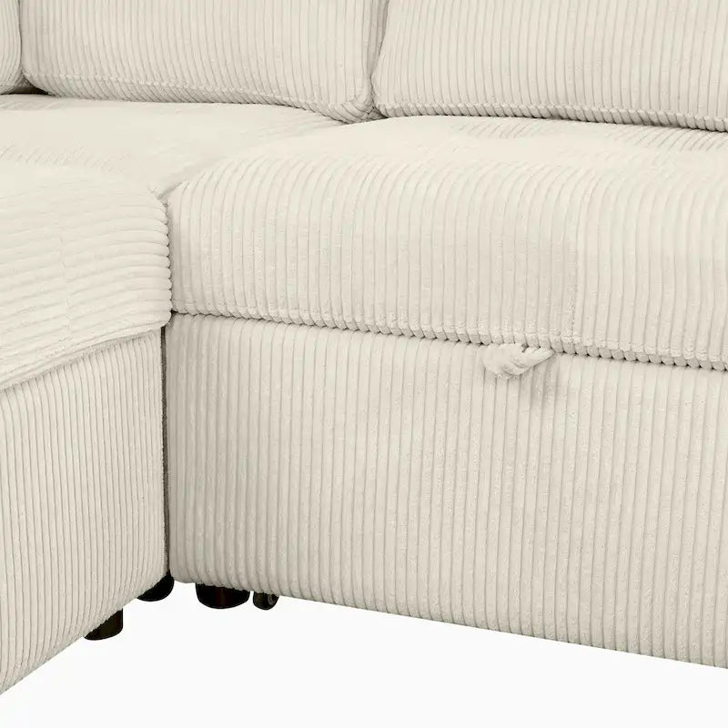 Canapé d'angle en U convertible Roomfitters avec méridienne de rangement et chargeurs intégrés pour salon