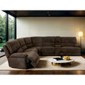 Canapé sectionnel inclinable moderne marron foncé Renic avec console et ports USB