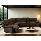 Canapé sectionnel inclinable moderne marron foncé Renic avec console et ports USB