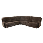 Canapé sectionnel inclinable moderne marron foncé Renic avec console et ports USB