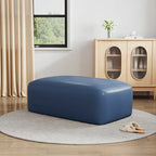 Pouf en cuir véritable capitonné pour salon et chambre à coucher