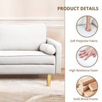 Canapé deux places exquis de 65 po en polyester orange avec poches latérales et oreillers ronds - 65 po