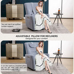 Fauteuil inclinable électrique beige avec pivotement à 270°, fonction bascule, oreiller de soutien lombaire et cervical, ports USB et Type-C
