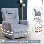 Fauteuil inclinable électrique beige avec pivotement à 270°, fonction bascule, oreiller de soutien lombaire et cervical, ports USB et Type-C
