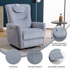Fauteuil inclinable électrique beige avec pivotement à 270°, fonction bascule, oreiller de soutien lombaire et cervical, ports USB et Type-C