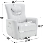 Fauteuil inclinable électrique beige avec pivotement à 270°, fonction bascule, oreiller de soutien lombaire et cervical, ports USB et Type-C