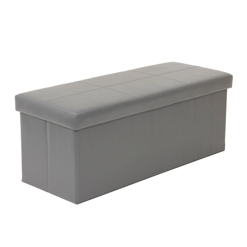 Banc de rangement pliant capitonné - Gris acier