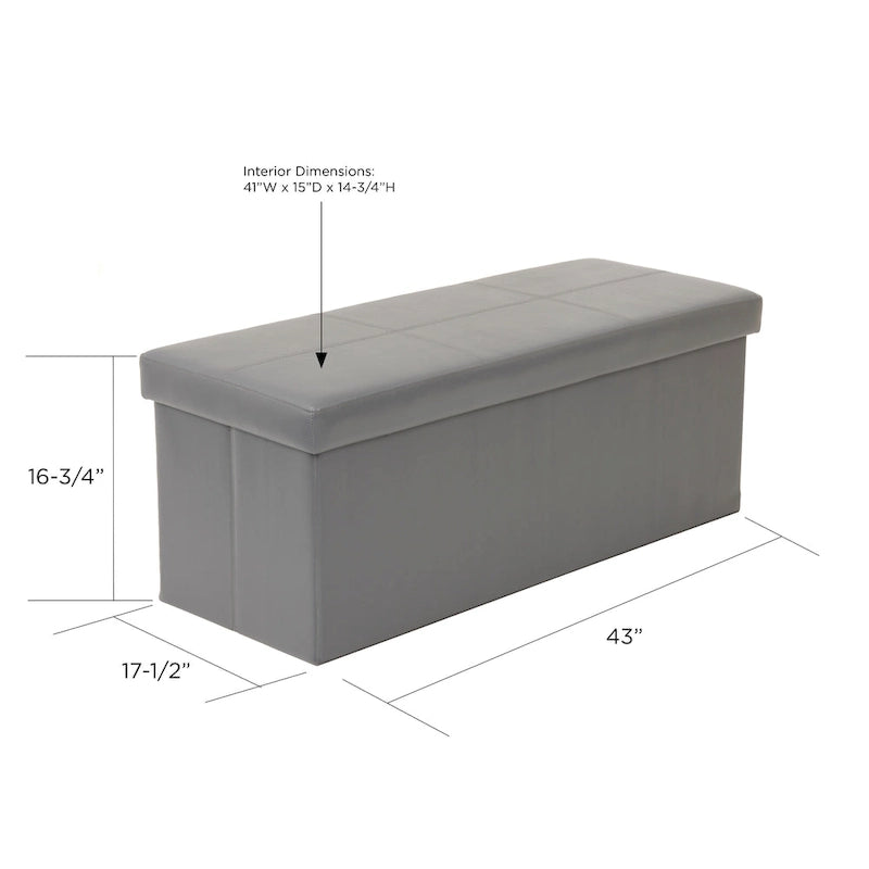 Banc de rangement pliant capitonné - Gris acier