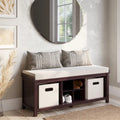  Solid Wood Entryway Bench with 4 Shoe Cubbies Espresso