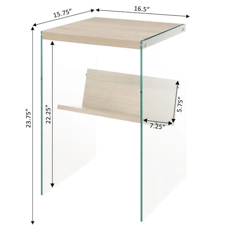Table d'appoint en verre SoHo avec étagère