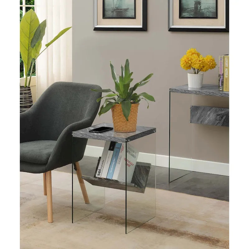 Table d'appoint en verre SoHo avec étagère