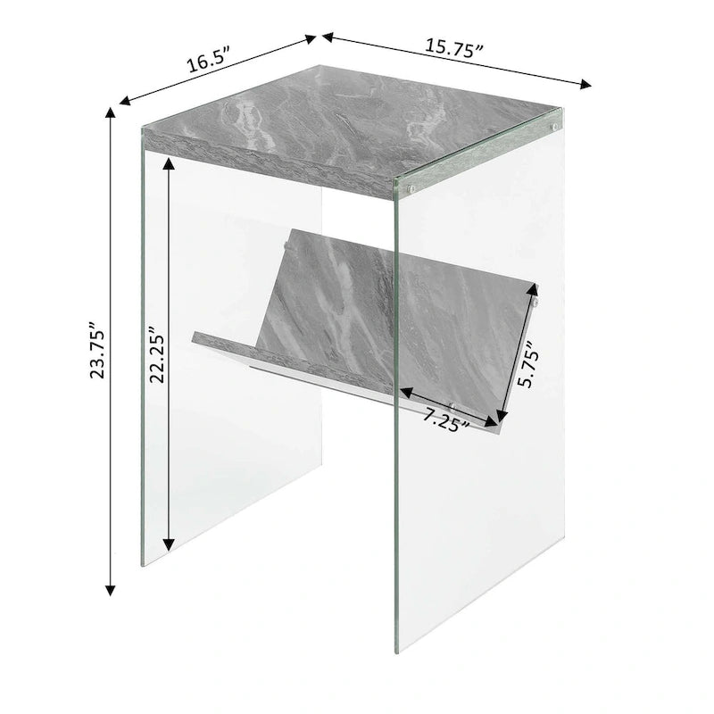 Table d'appoint en verre SoHo avec étagère