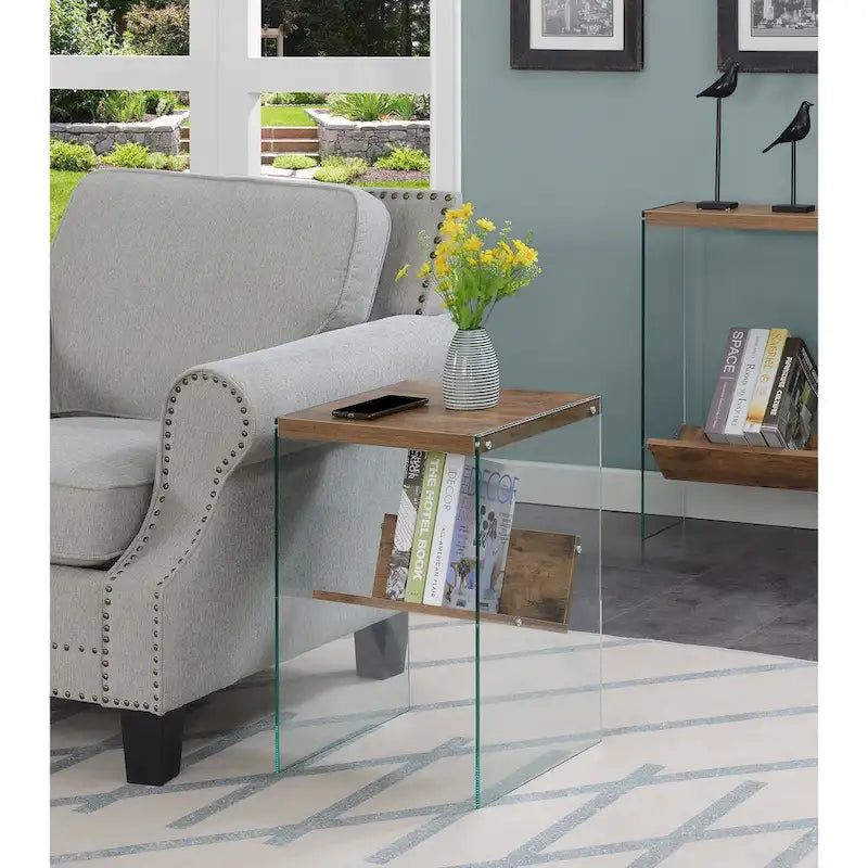 Table d'appoint en verre SoHo avec étagère