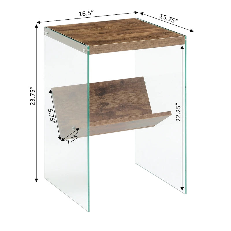 Table d'appoint en verre SoHo avec étagère