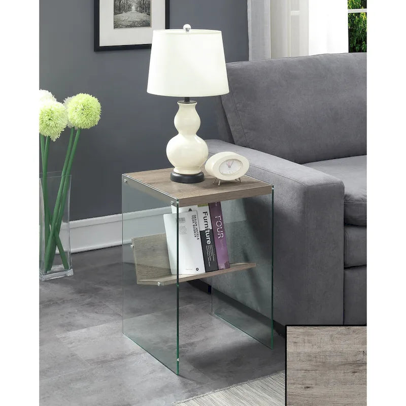 Table d'appoint en verre SoHo avec étagère