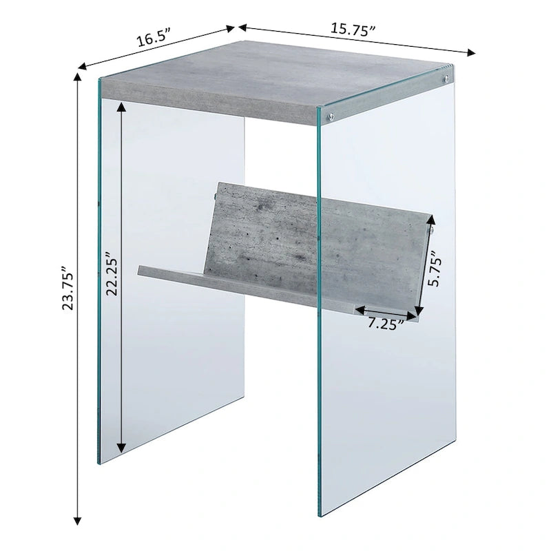 Table d'appoint en verre SoHo avec étagère