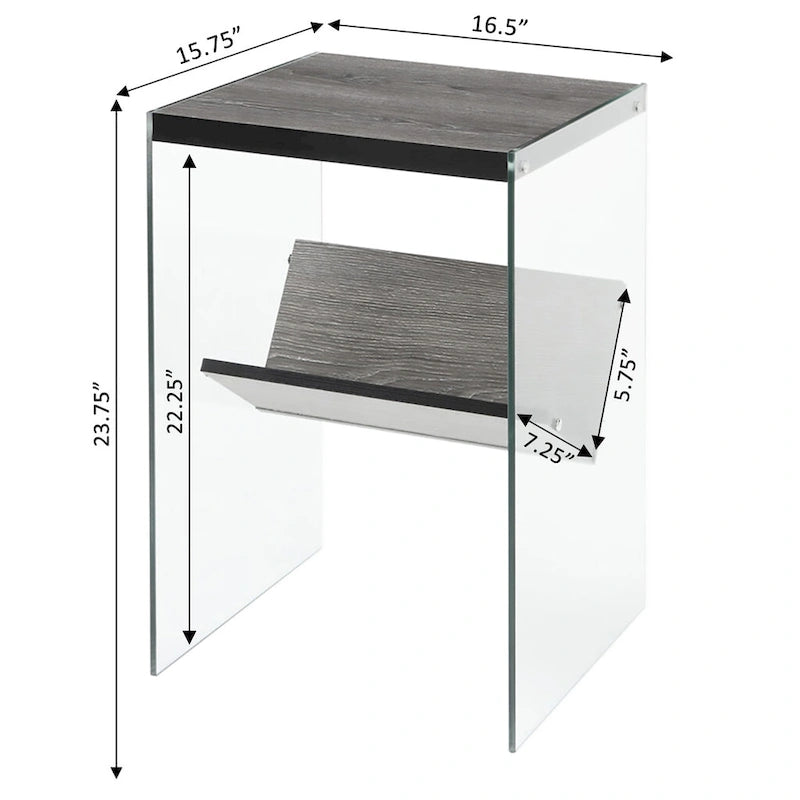 Table d'appoint en verre SoHo avec étagère