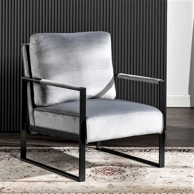 Chaise Hosam 25.4 en velours et métal avec accoudoirs