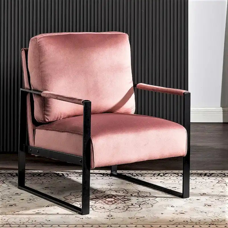Chaise Hosam 25.4 en velours et métal avec accoudoirs