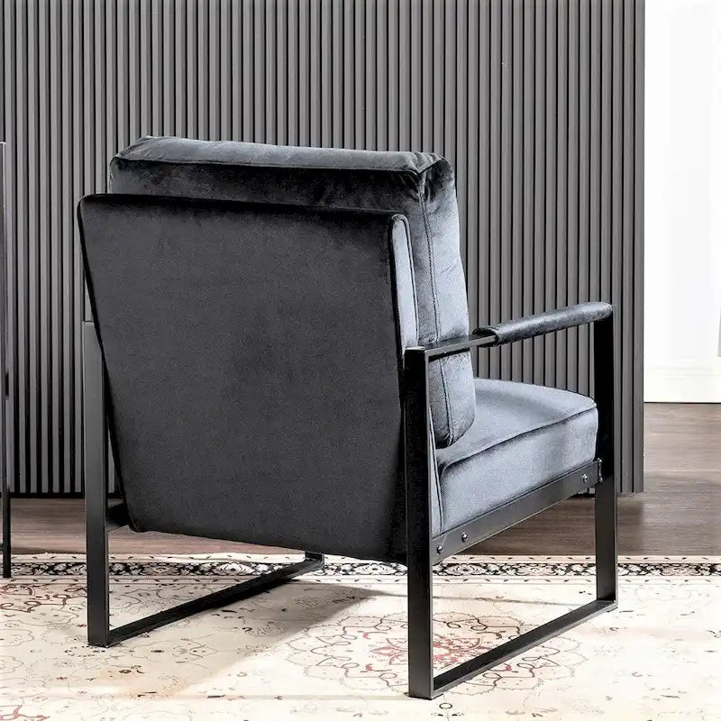 Chaise Hosam 25.4 en velours et métal avec accoudoirs