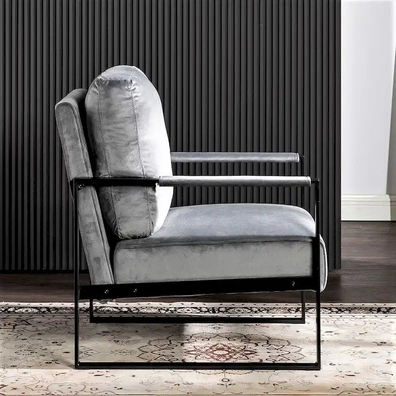 Chaise Hosam 25.4 en velours et métal avec accoudoirs