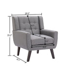 Fauteuil moderne en lin touffeté avec accoudoirs