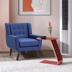 Fauteuil moderne en lin touffeté avec accoudoirs
