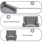 Fauteuil moderne en lin touffeté avec accoudoirs