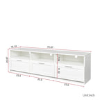Meuble TV moderne de 70,87 po avec 3 tiroirs de rangement, console TV, meuble de divertissement pour salon